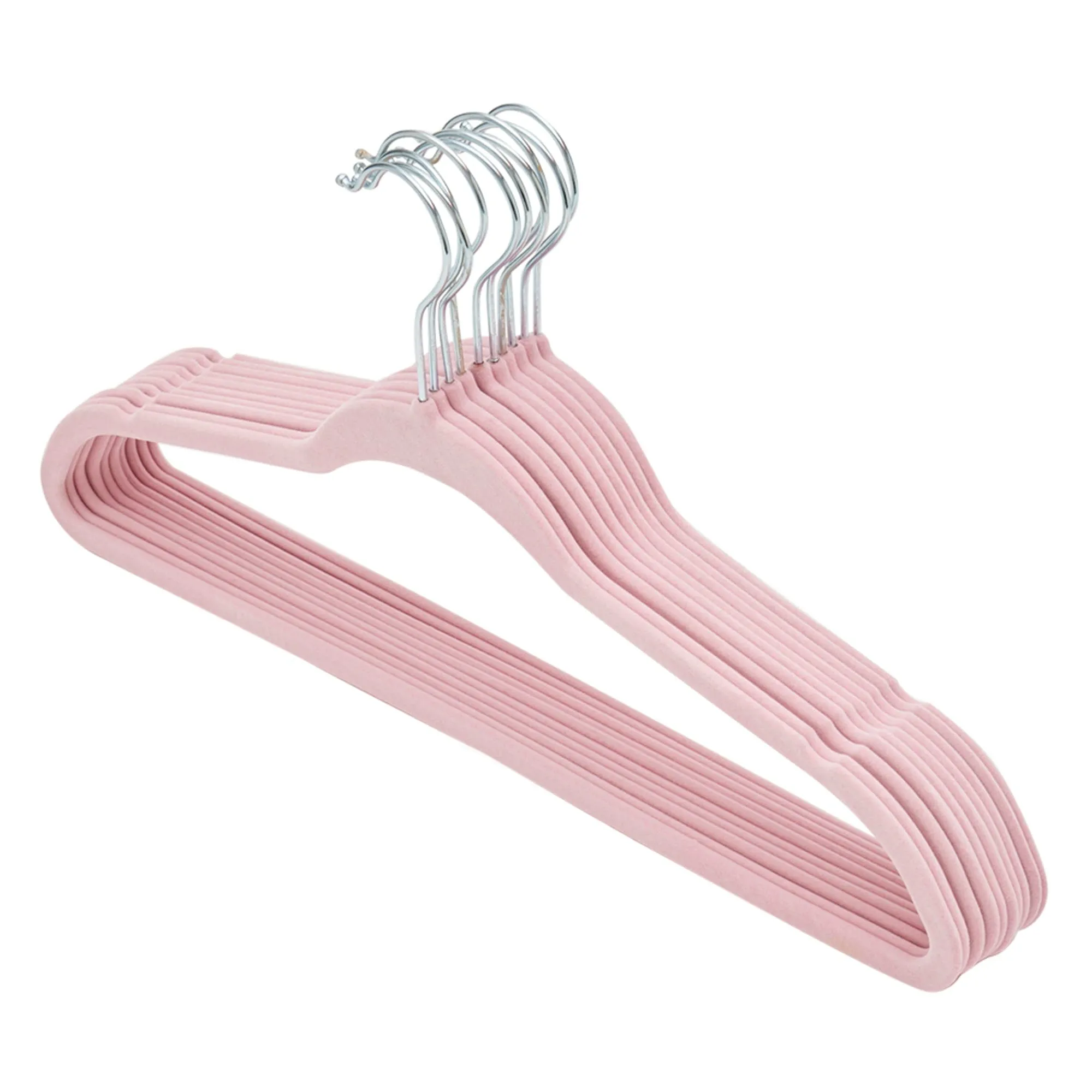 10 Piece Velvet Hanger, Pink