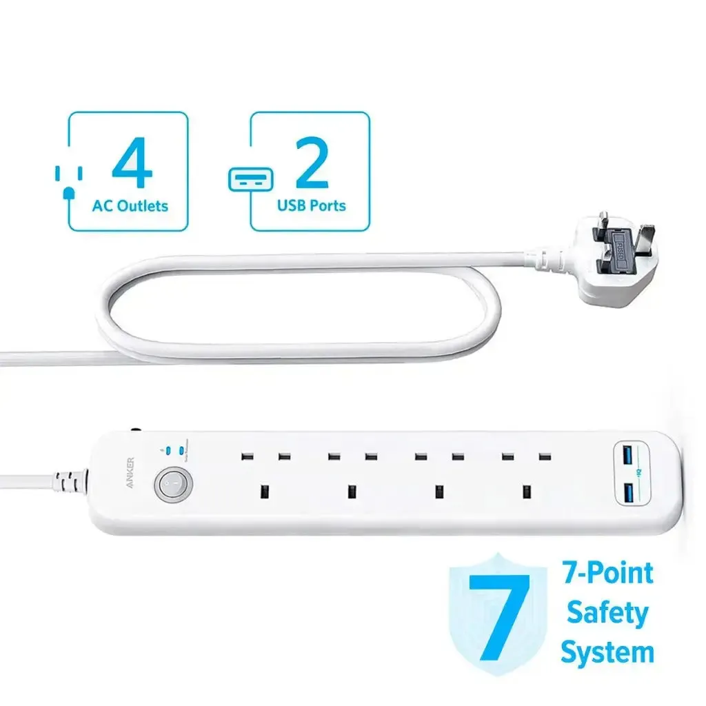 [2 Pack] Extension Cord with USB Extension Socket Power Strip A9141