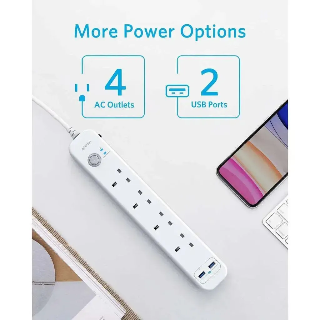 [2 Pack] Extension Cord with USB Extension Socket Power Strip A9141
