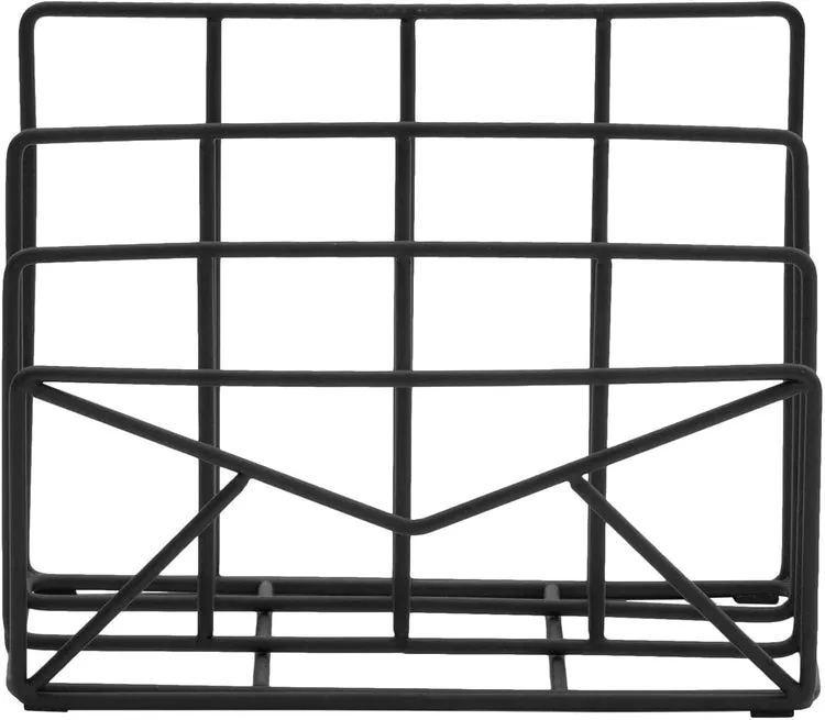 3 Slot Modern Black Metal Wire Envelope Design Desktop Mail Sorter, Letter Holder Desk Organizer