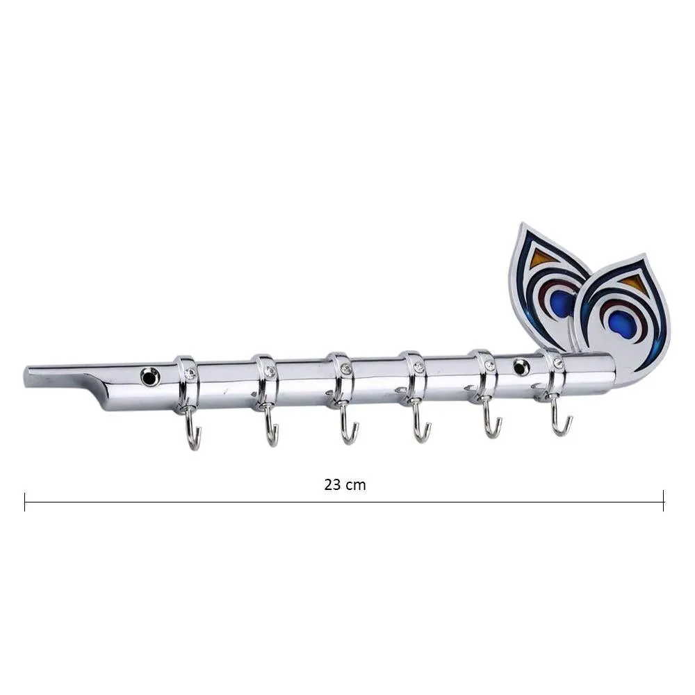 317 Flute Shape Stainless Steel Key Holder Stand ( Chrome Antique Finish, 9" X 2", Silver)