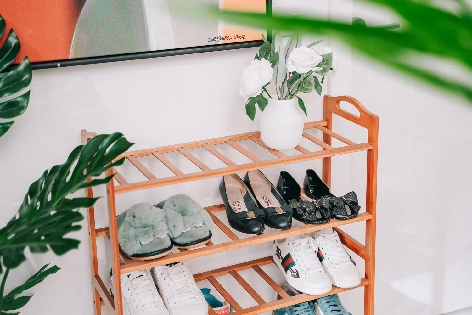 5-Tier Bamboo Shoe Rack | Freestanding Organizer | Natural Wooden Shoe Storage