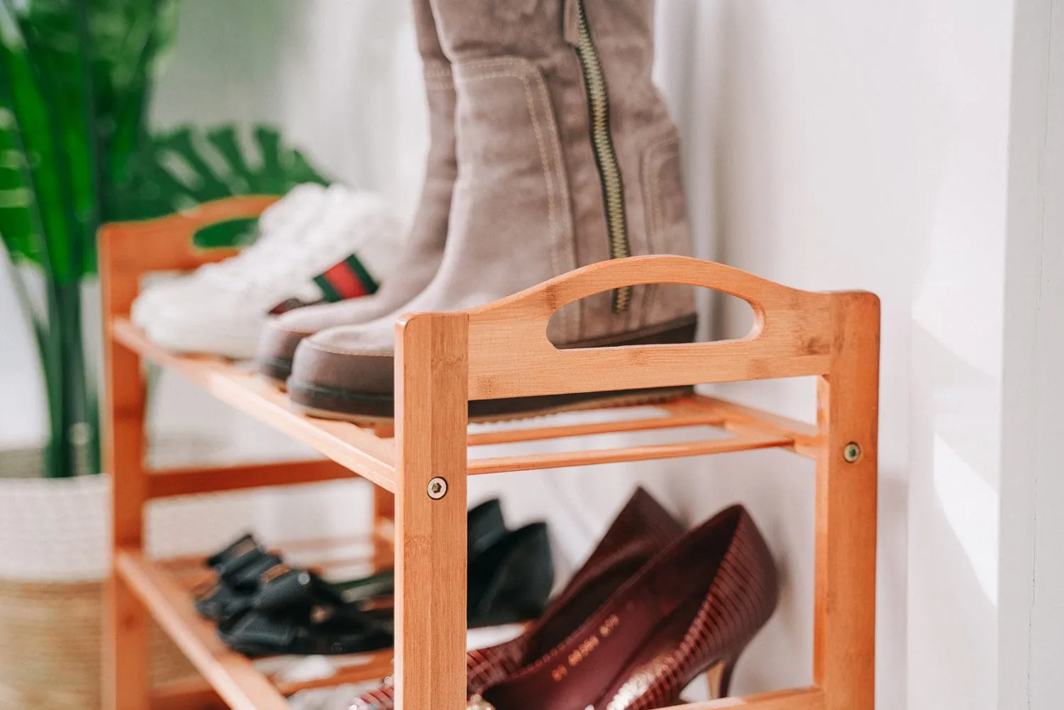5-Tier Bamboo Shoe Rack | Freestanding Organizer | Natural Wooden Shoe Storage