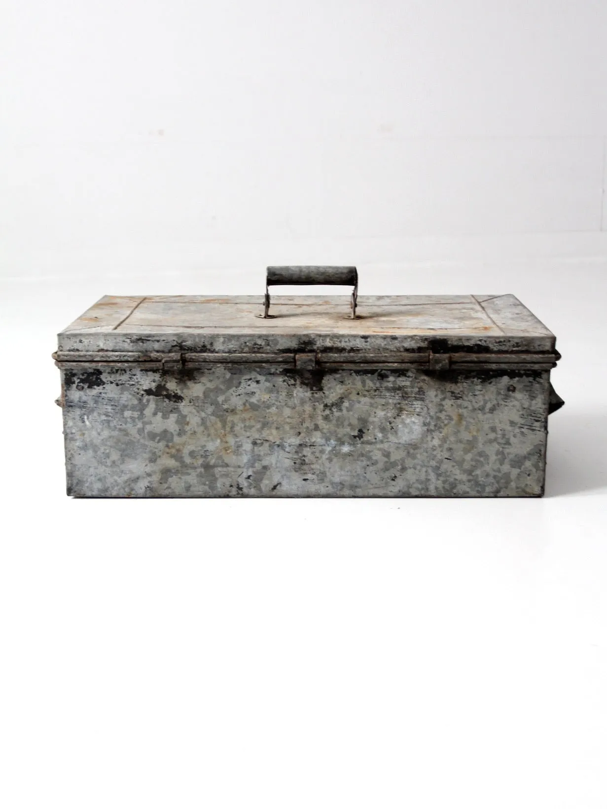 antique galvanized metal tool box