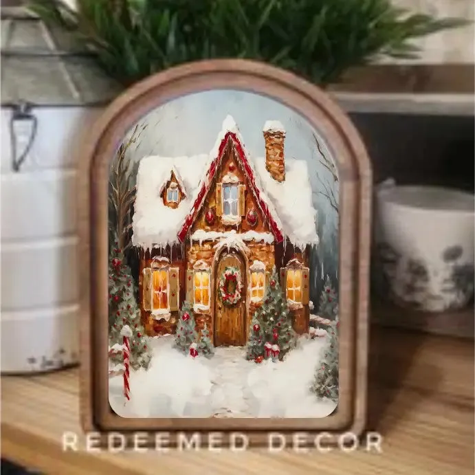 Arch Top Gingerbread House Framed Art