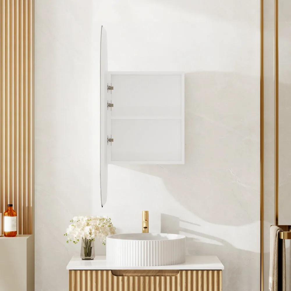 Athena LED Oval PVC Shaving Cabinet (450 x 900mm) – Single Door