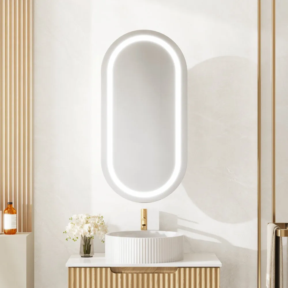 Athena LED Oval PVC Shaving Cabinet (450 x 900mm) – Single Door