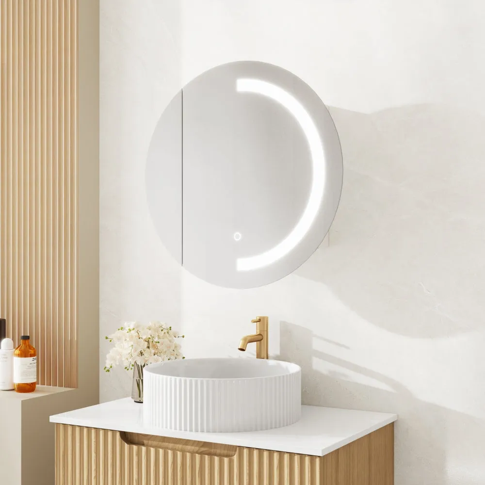 Athena LED Round PVC Shaving Cabinet 600mm – Single Door