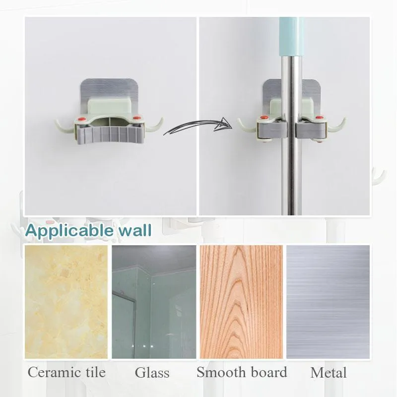 Bathroom Wall Mounted Mop Clip
