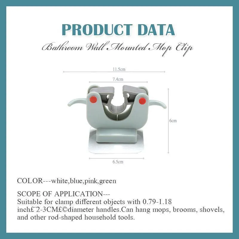 Bathroom Wall Mounted Mop Clip