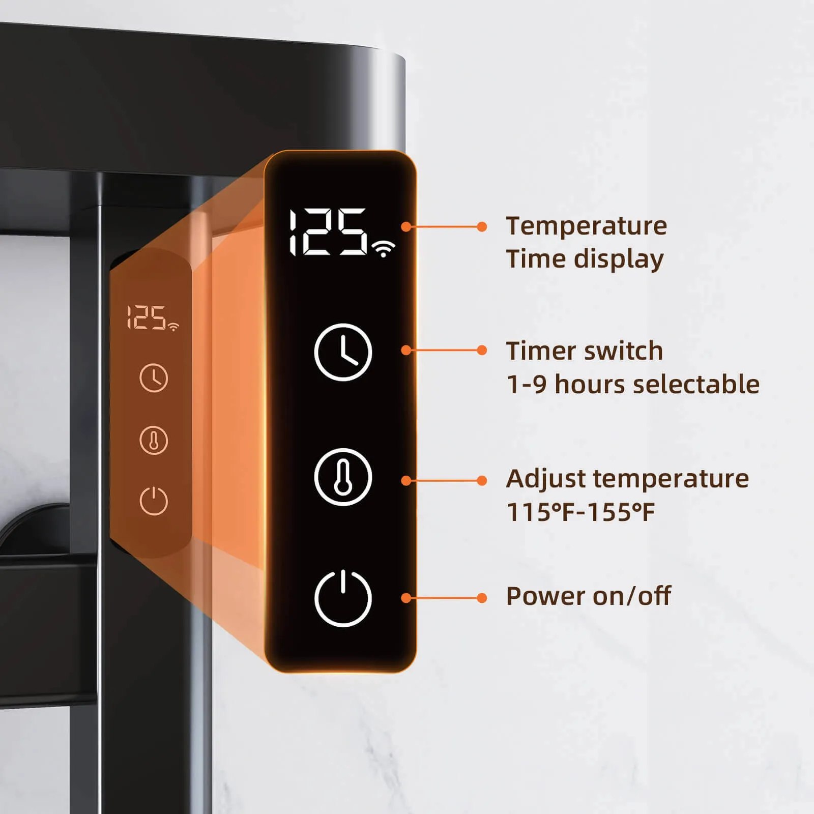 Black Plug-In Heated Towel Rack