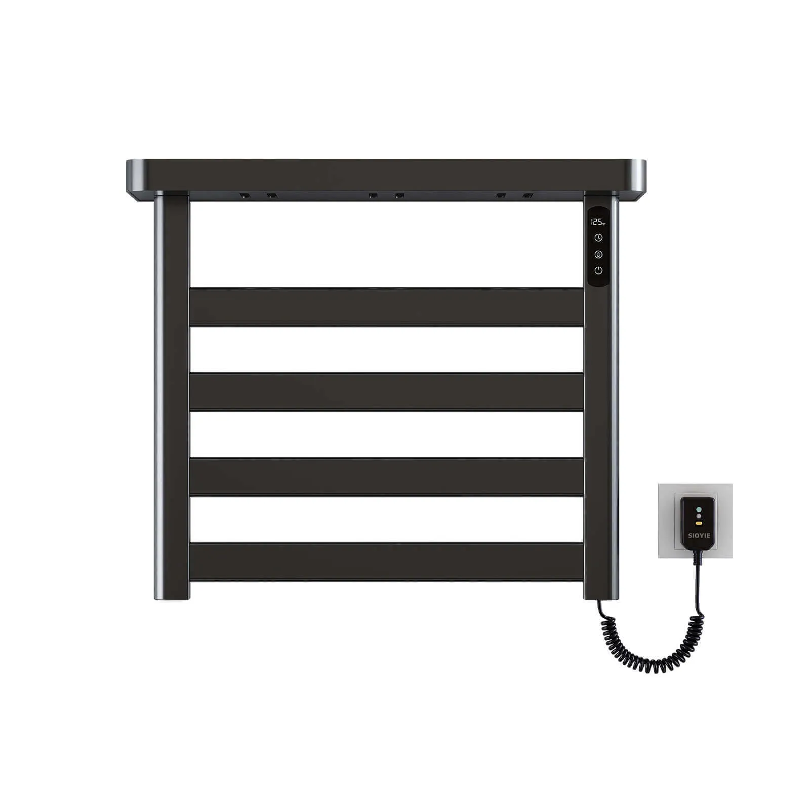 Black Plug-In Heated Towel Rack
