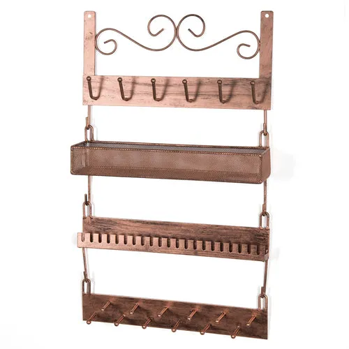 Bronze-Tone Metal Wall-Mounted Jewelry Rack