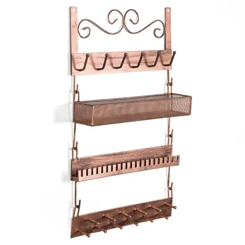 Bronze-Tone Metal Wall-Mounted Jewelry Rack