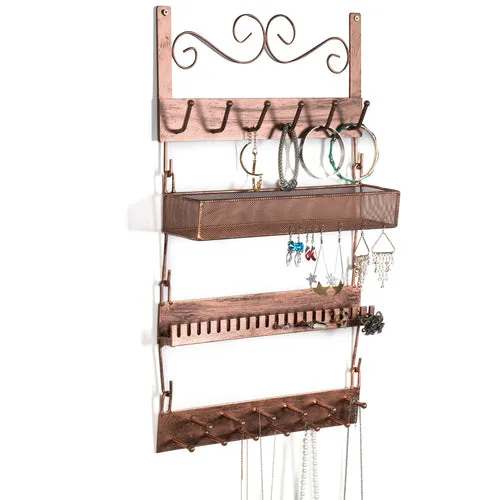 Bronze-Tone Metal Wall-Mounted Jewelry Rack