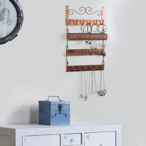 Bronze-Tone Metal Wall-Mounted Jewelry Rack
