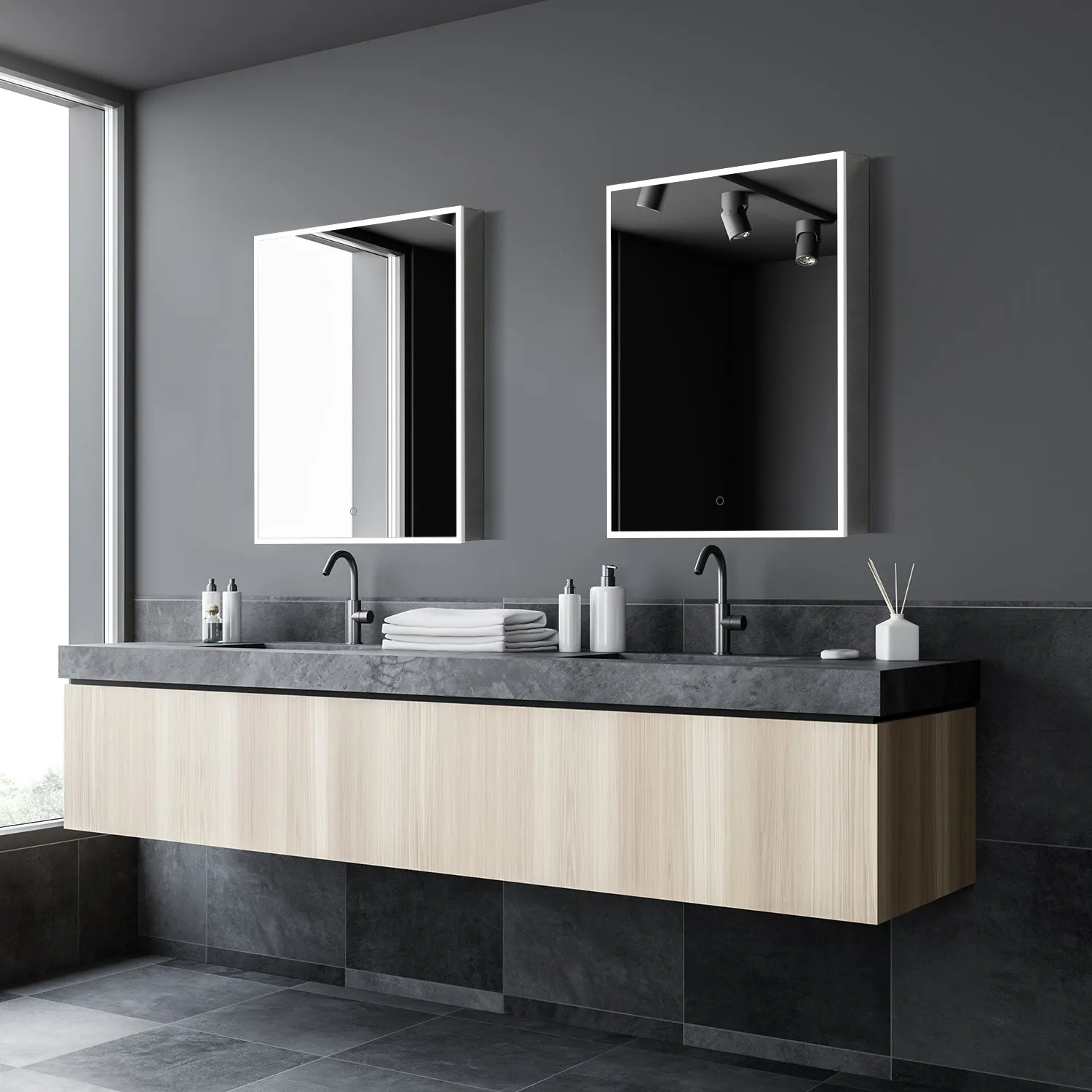 Carsoli Rectangle Frameless Surface-Mount/Recessed LED Lighted Bathroom Medicine Cabinet