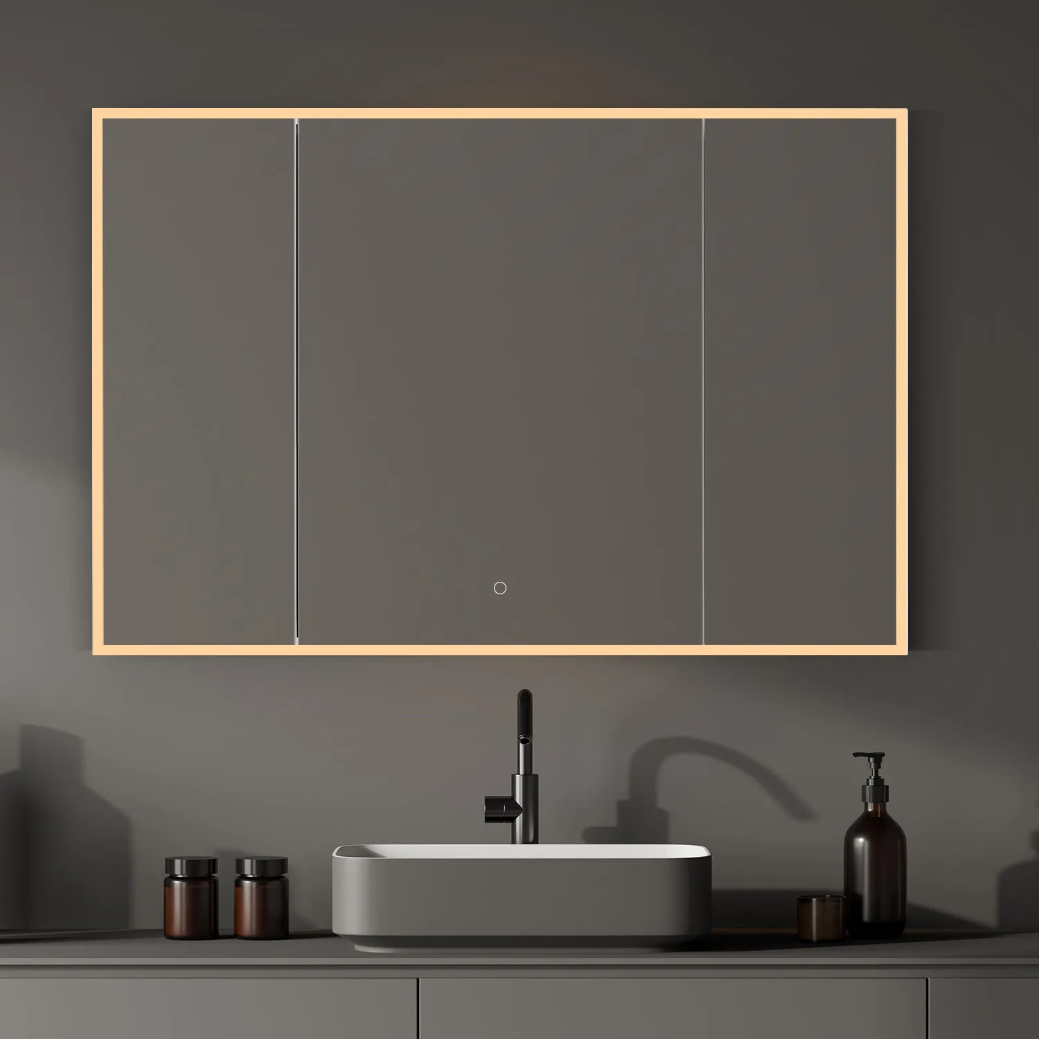 Carsoli Rectangle Frameless Surface-Mount/Recessed LED Lighted Bathroom Medicine Cabinet