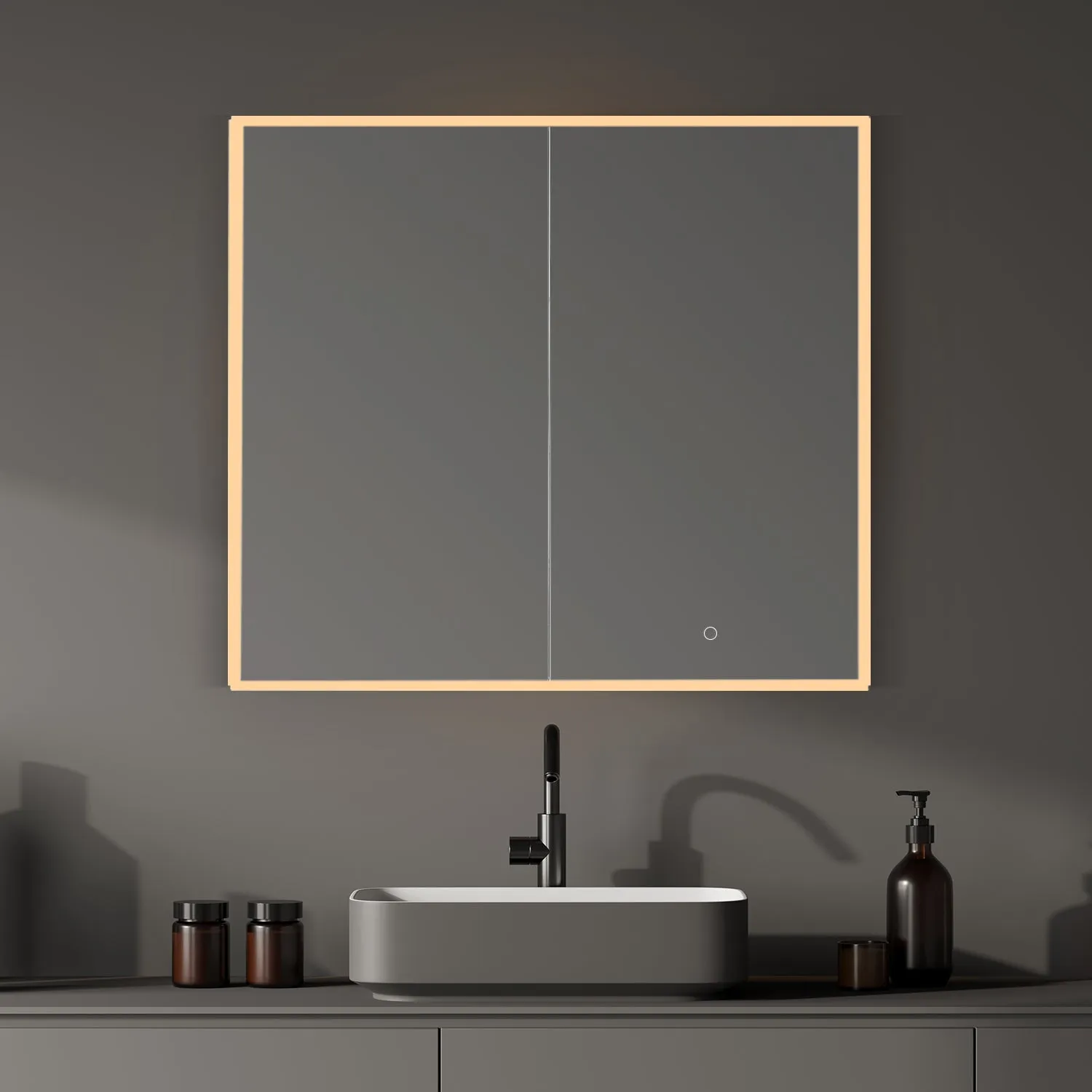 Carsoli Rectangle Frameless Surface-Mount/Recessed LED Lighted Bathroom Medicine Cabinet