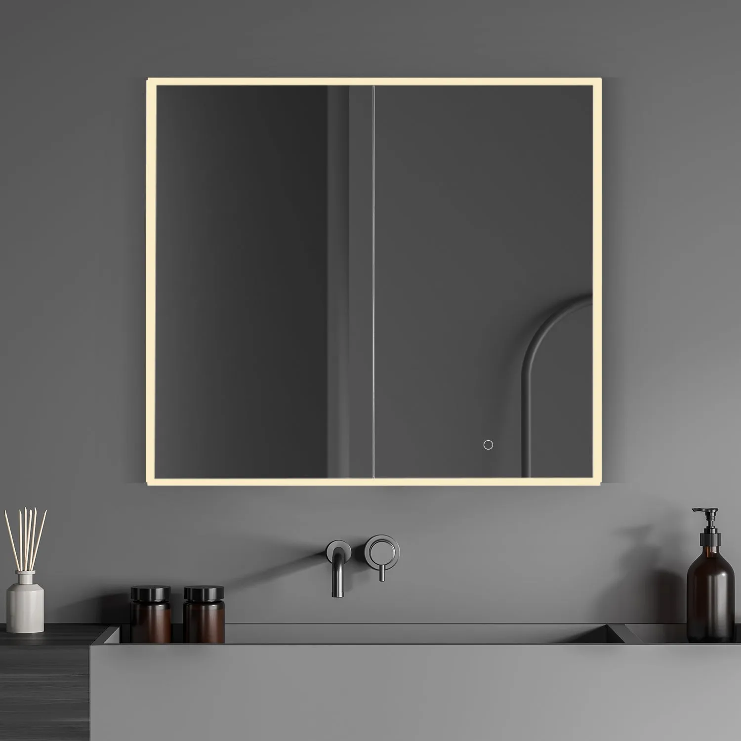 Carsoli Rectangle Frameless Surface-Mount/Recessed LED Lighted Bathroom Medicine Cabinet