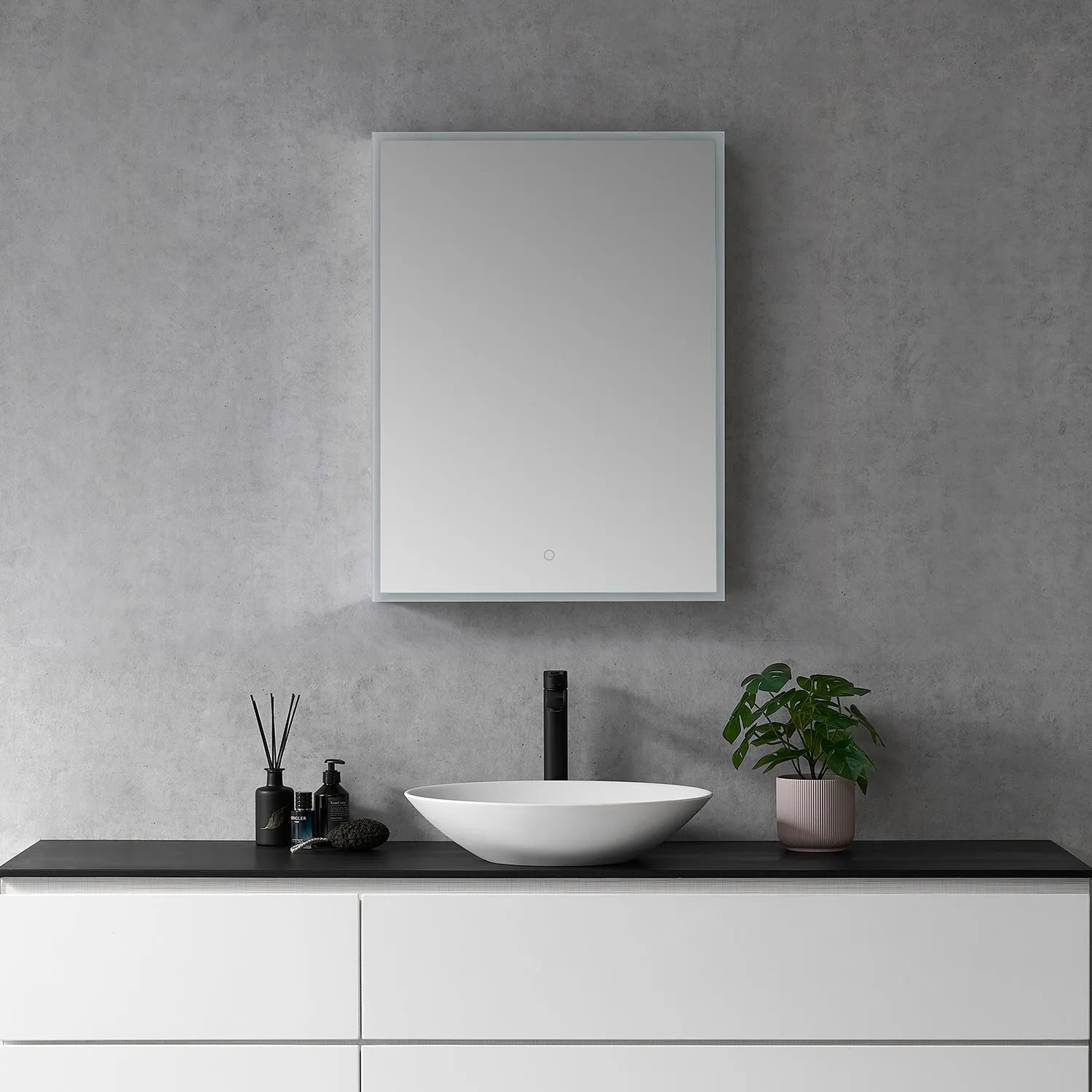 Carsoli Rectangle Frameless Surface-Mount/Recessed LED Lighted Bathroom Medicine Cabinet