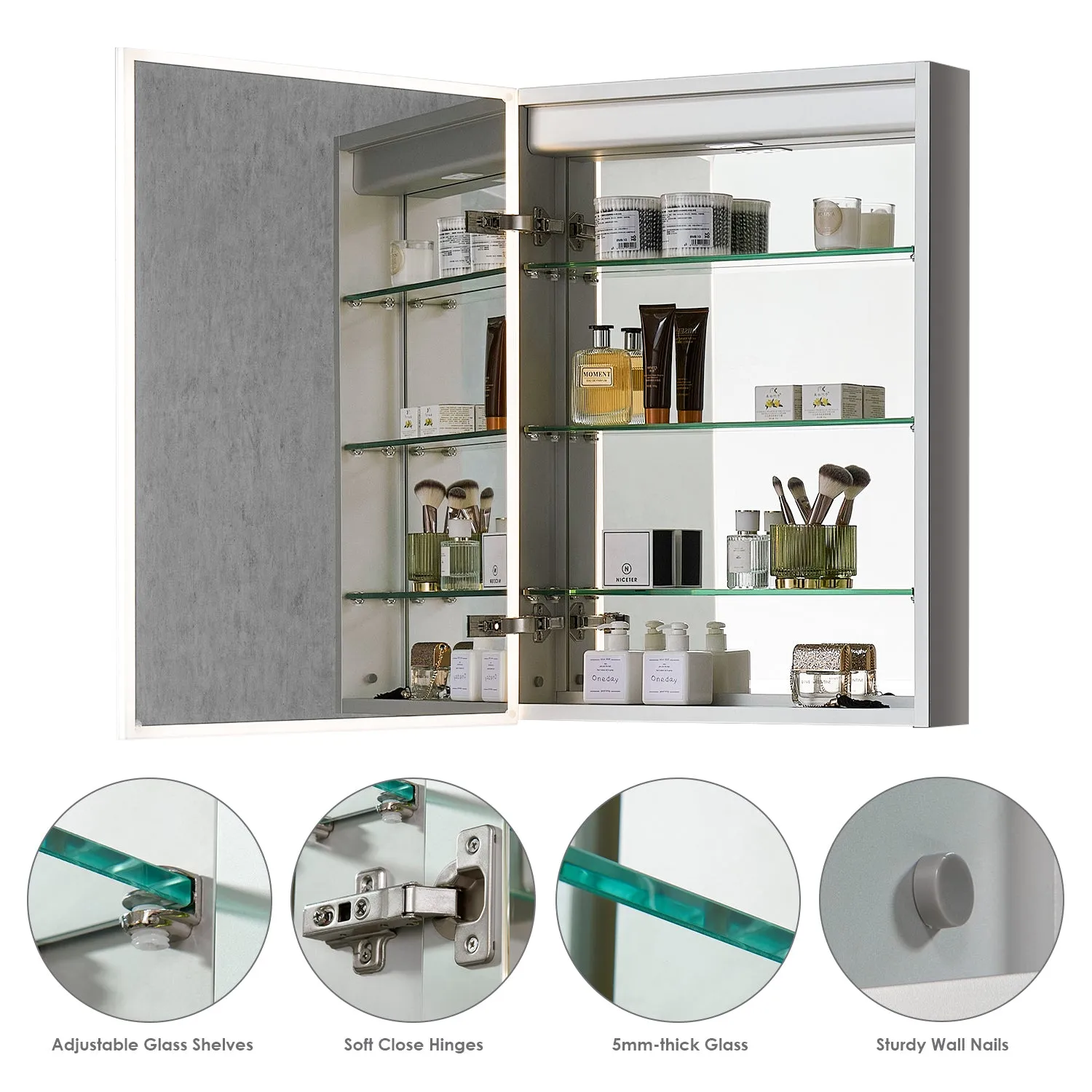 Carsoli Rectangle Frameless Surface-Mount/Recessed LED Lighted Bathroom Medicine Cabinet