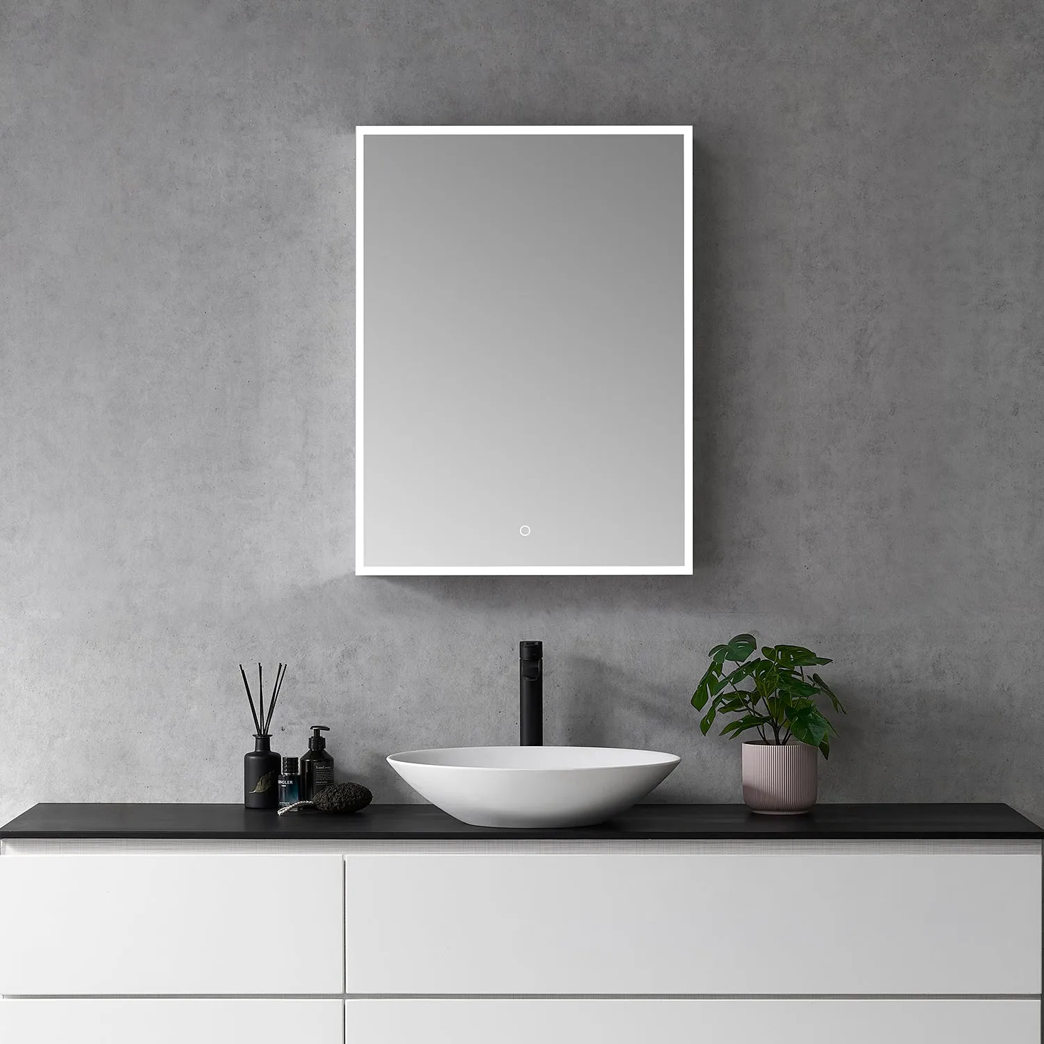 Carsoli Rectangle Frameless Surface-Mount/Recessed LED Lighted Bathroom Medicine Cabinet