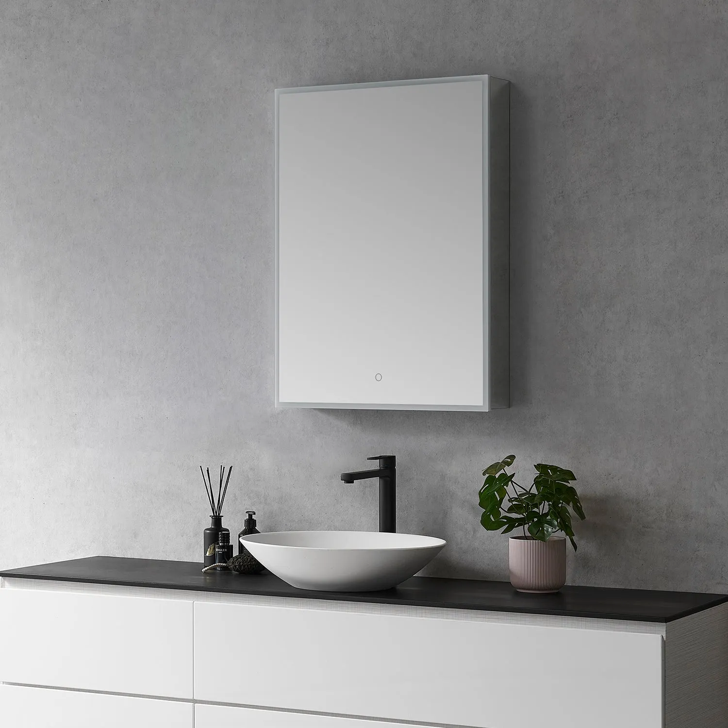 Carsoli Rectangle Frameless Surface-Mount/Recessed LED Lighted Bathroom Medicine Cabinet