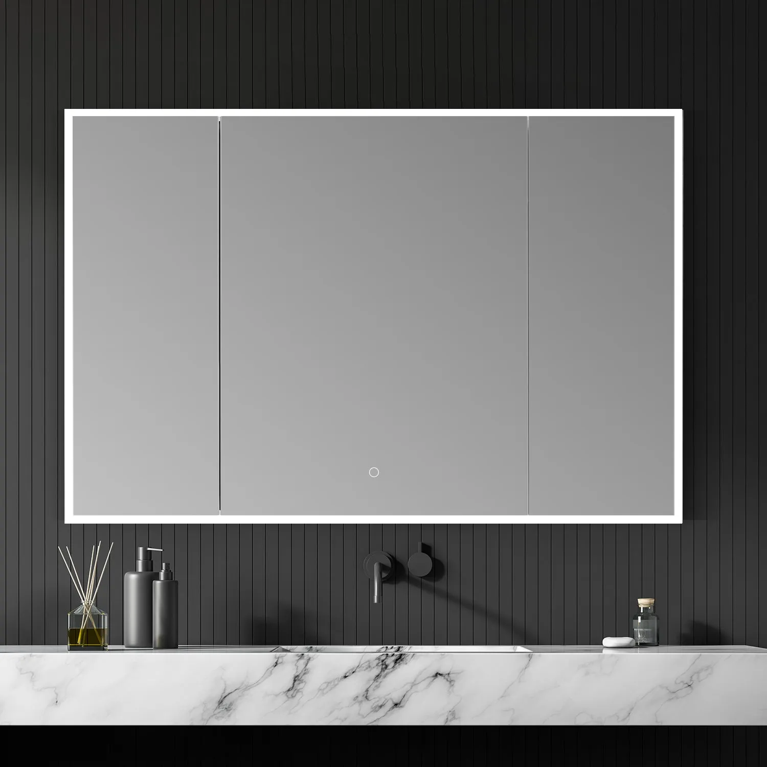 Carsoli Rectangle Frameless Surface-Mount/Recessed LED Lighted Bathroom Medicine Cabinet