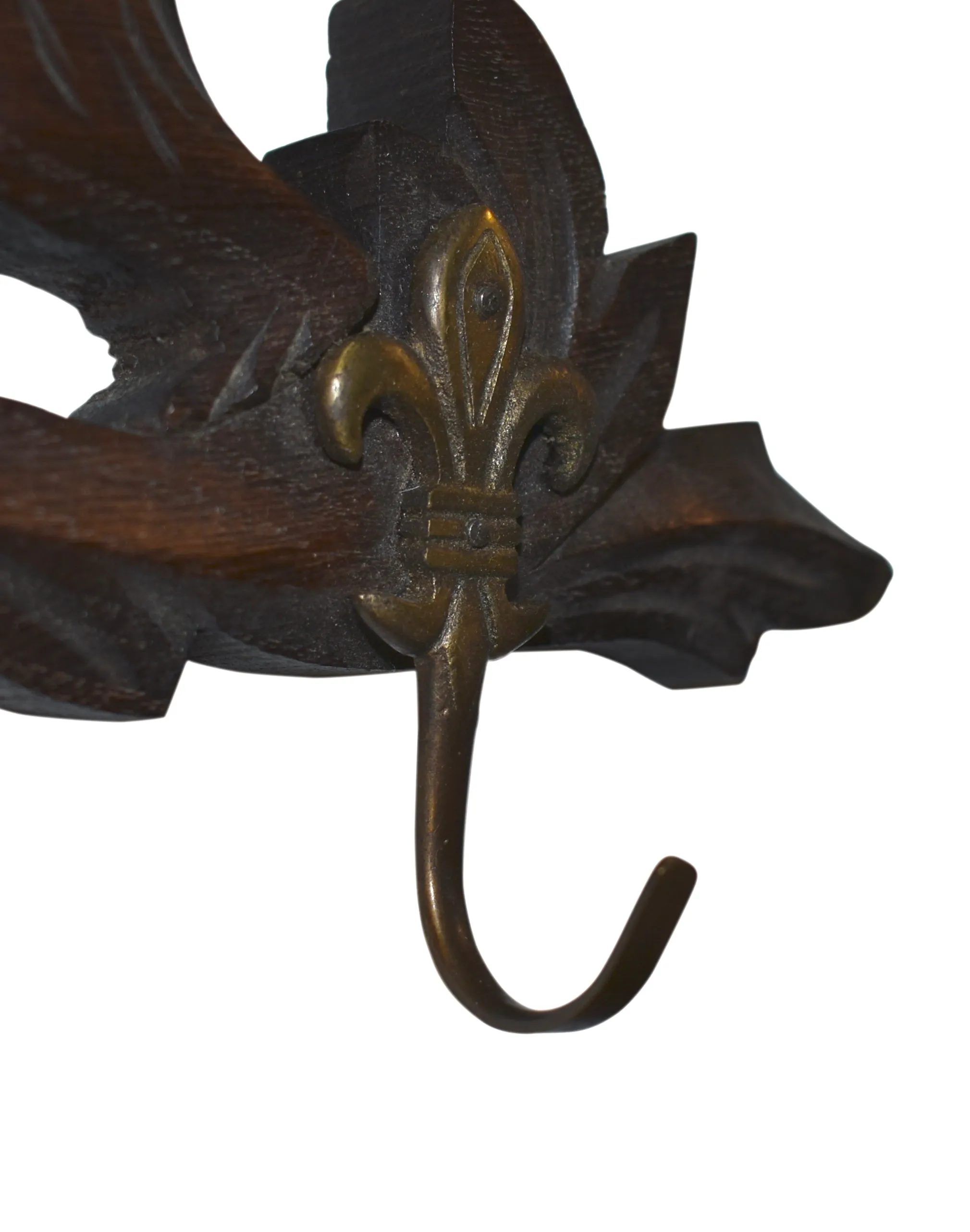 Carved Coat Rack with Three Hooks