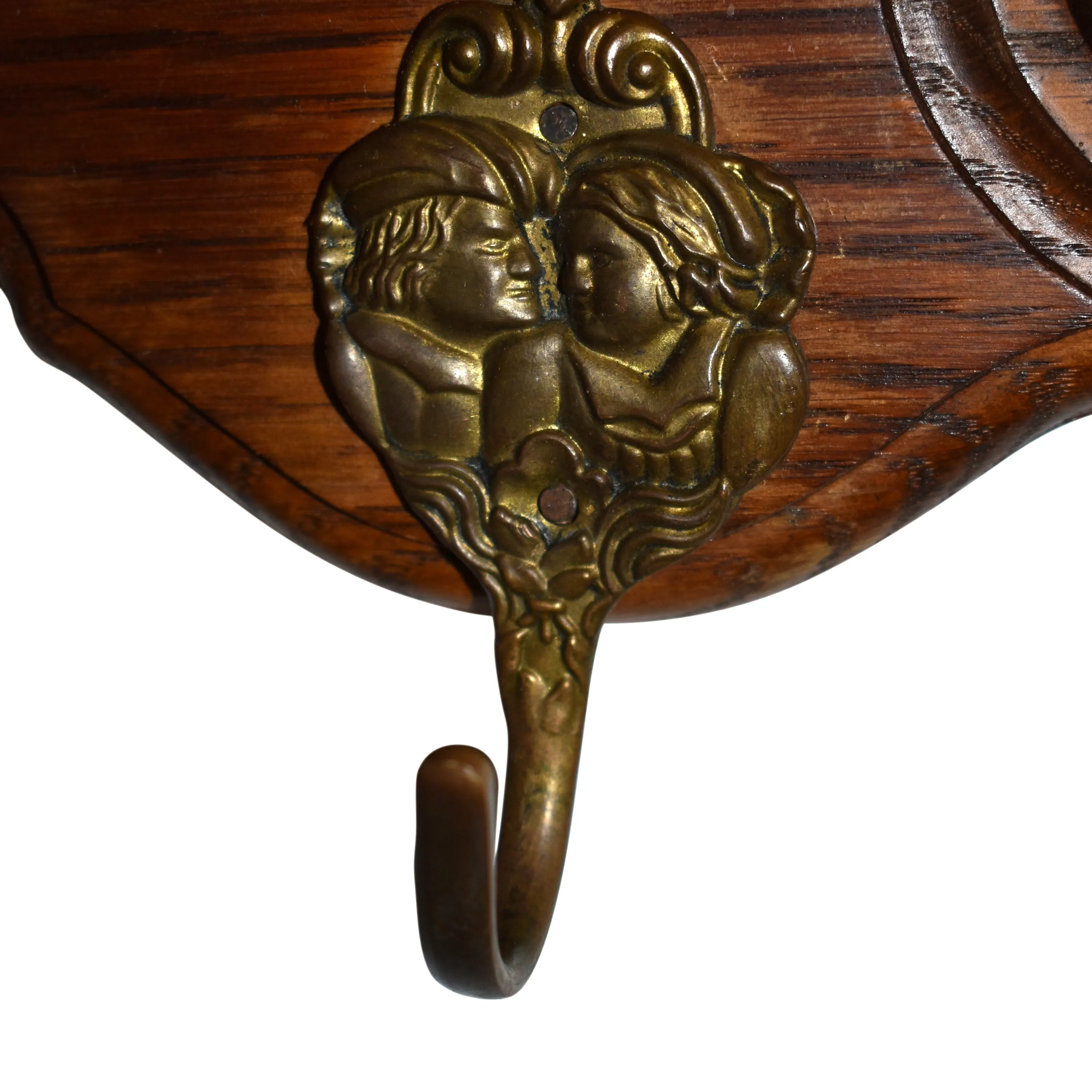Carved Oak Wall Mounted Coat Rack with Shelf
