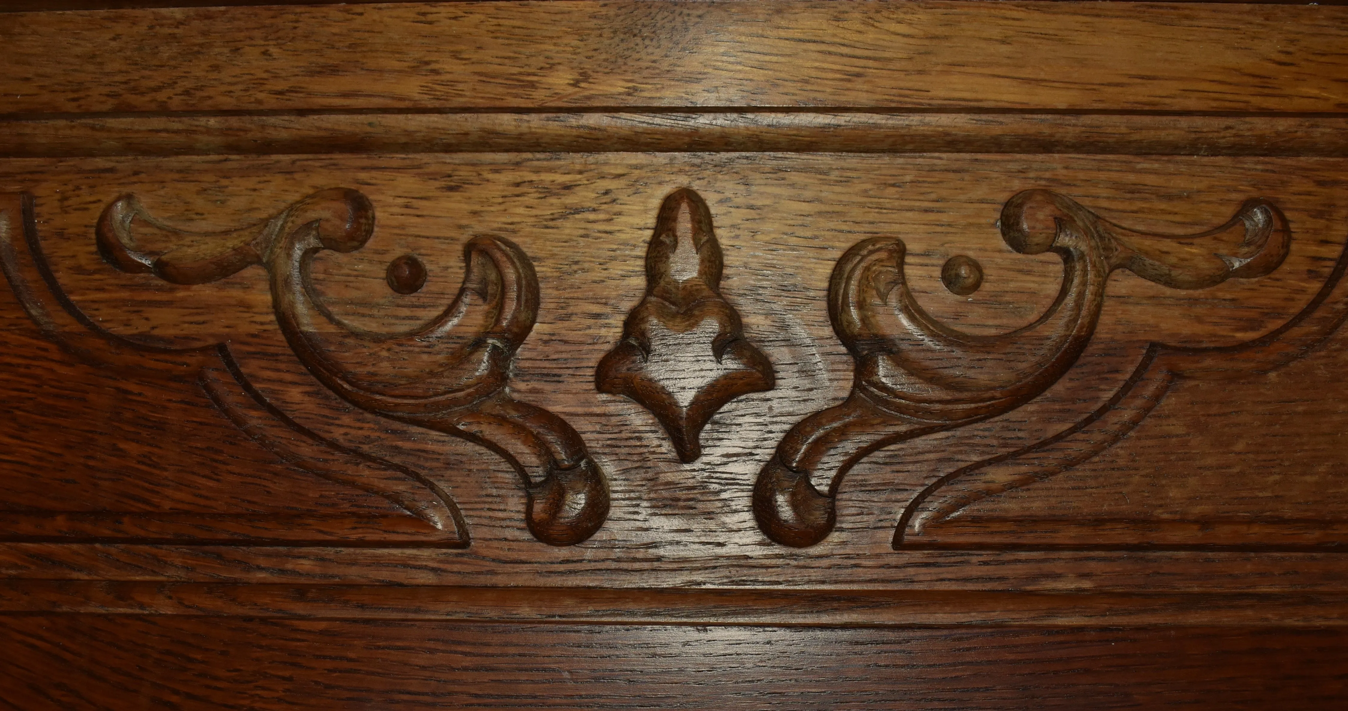 Carved Oak Wall Mounted Coat Rack with Shelf