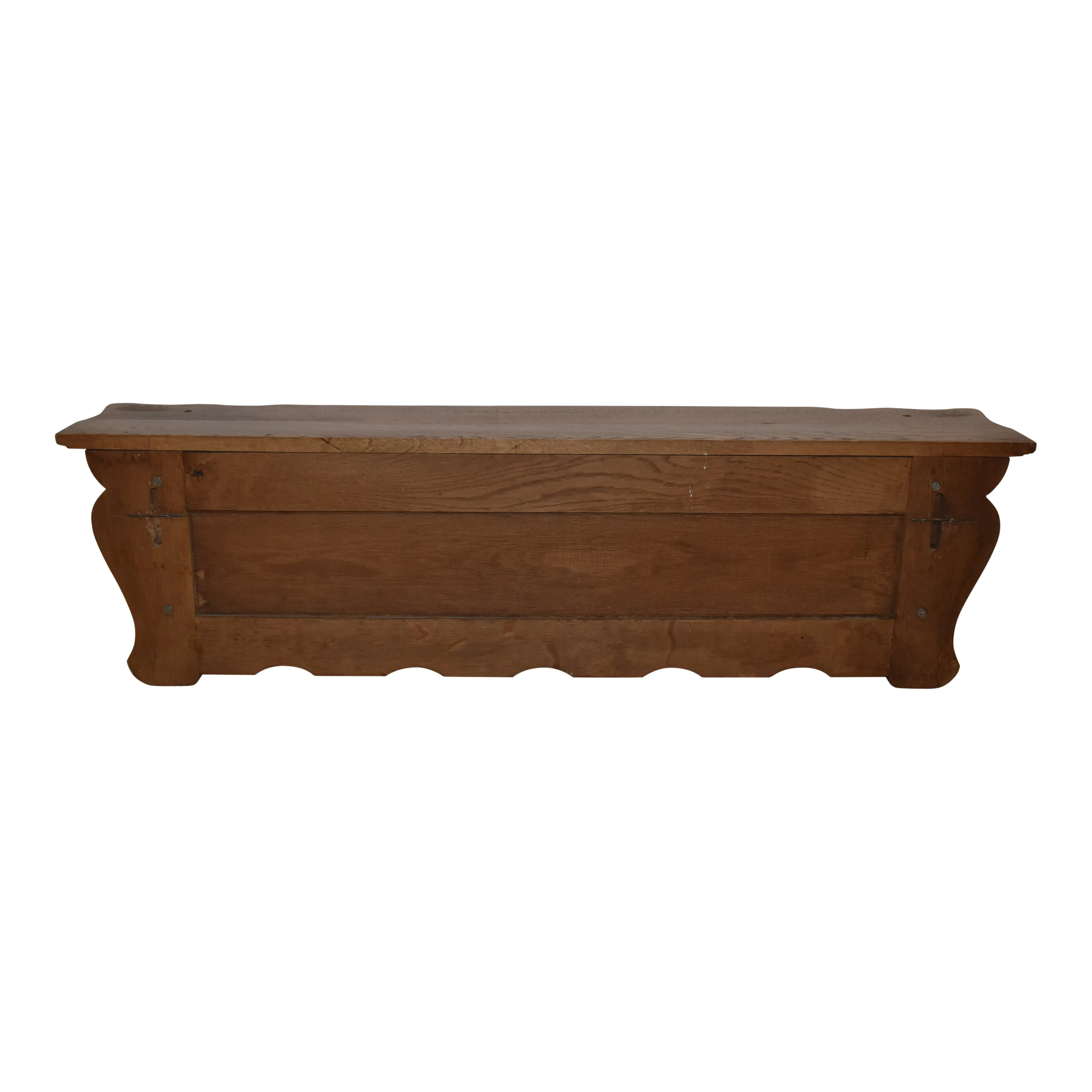 Carved Oak Wall Mounted Coat Rack with Shelf
