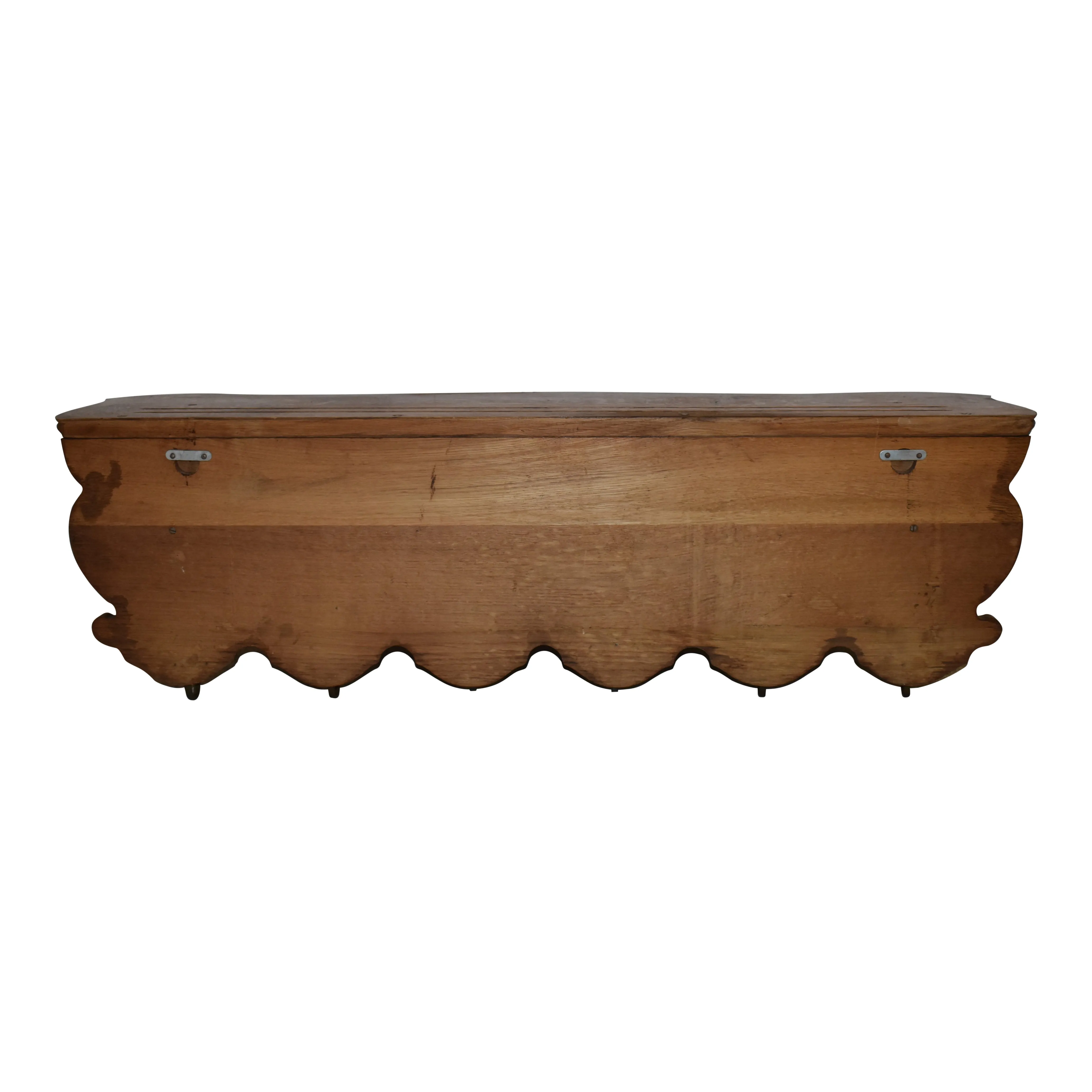 Carved Oak Wall Mounted Coat Rack with Shelf