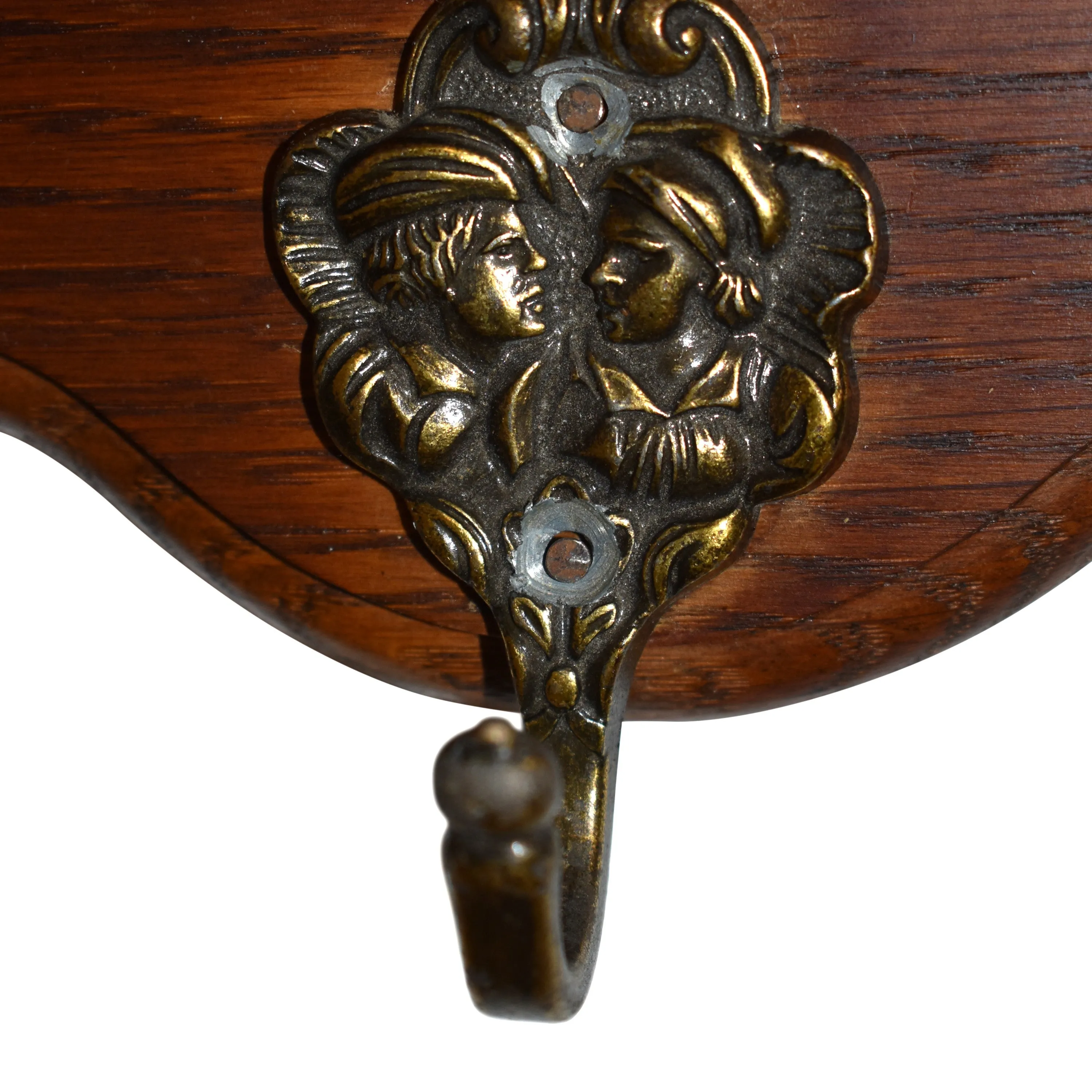 Carved Oak Wall Mounted Coat Rack with Shelf