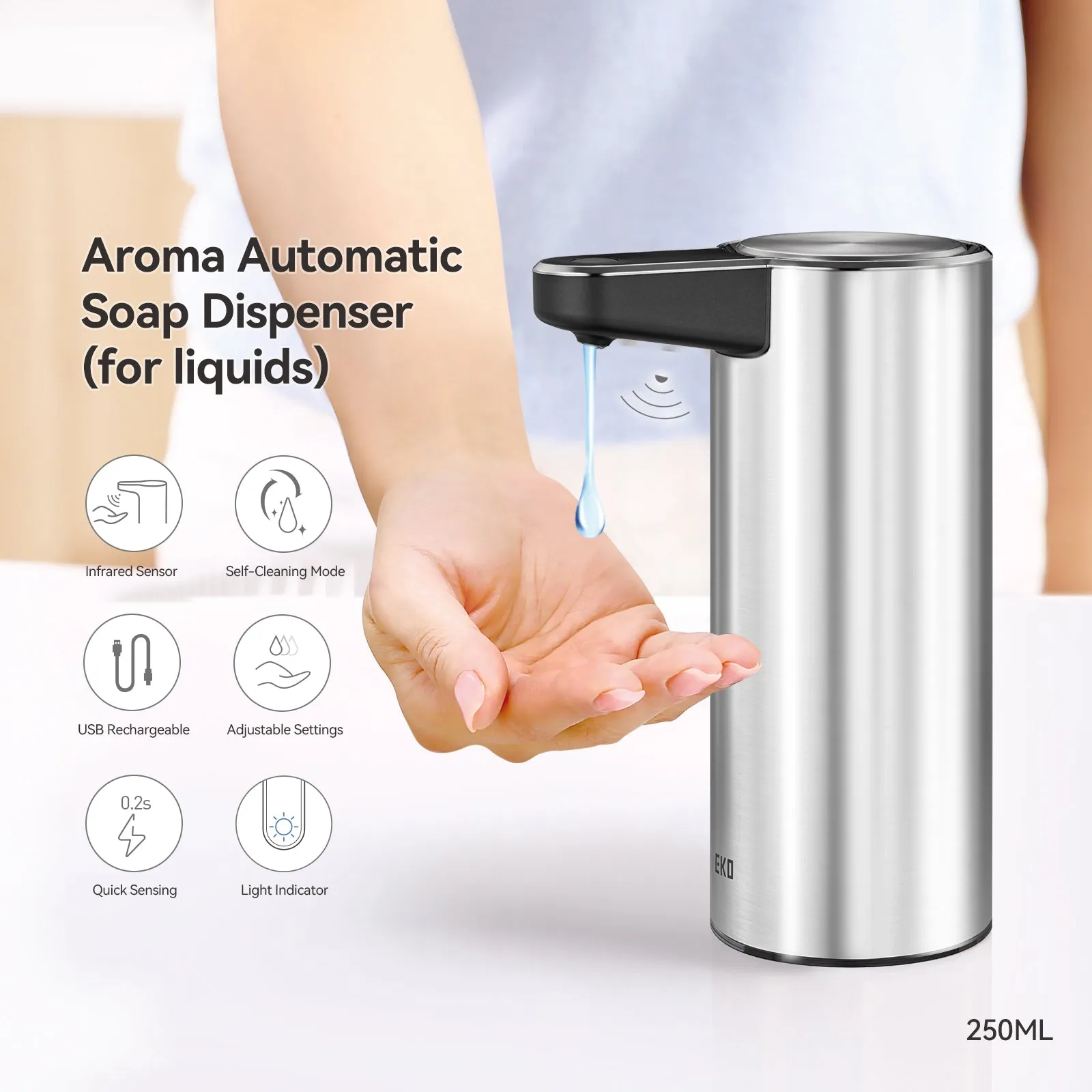 Deluxe Aroma Smart Liquid Soap Dispenser - Stainless Steel