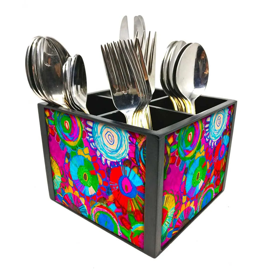 Designer Unique Cutlery Holder for Spoons, Forks & Knives-Designer Floral Stitch