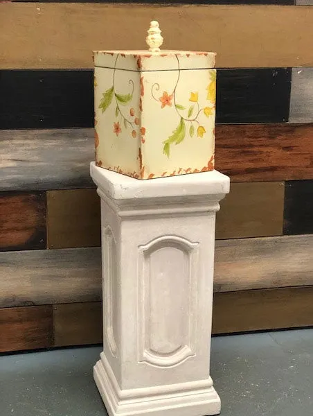Distress Floral Metal Accent Box with Lid