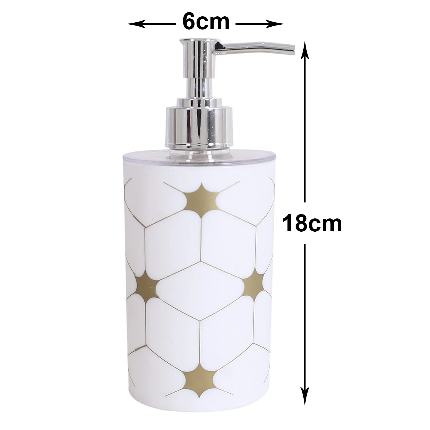Heart Home Liquid Soap Dispenser|Star Print Plastic Empty Bathroom Sanitizer|Lotion|Shampoo Dispenser Bottle,300 ML,Pack of 2 (White)