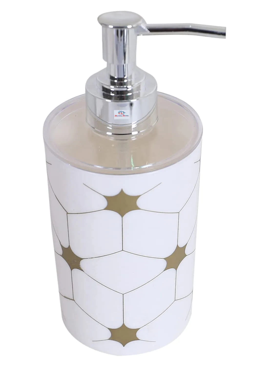 Heart Home Liquid Soap Dispenser|Star Print Plastic Empty Bathroom Sanitizer|Lotion|Shampoo Dispenser Bottle,300 ML,Pack of 2 (White)