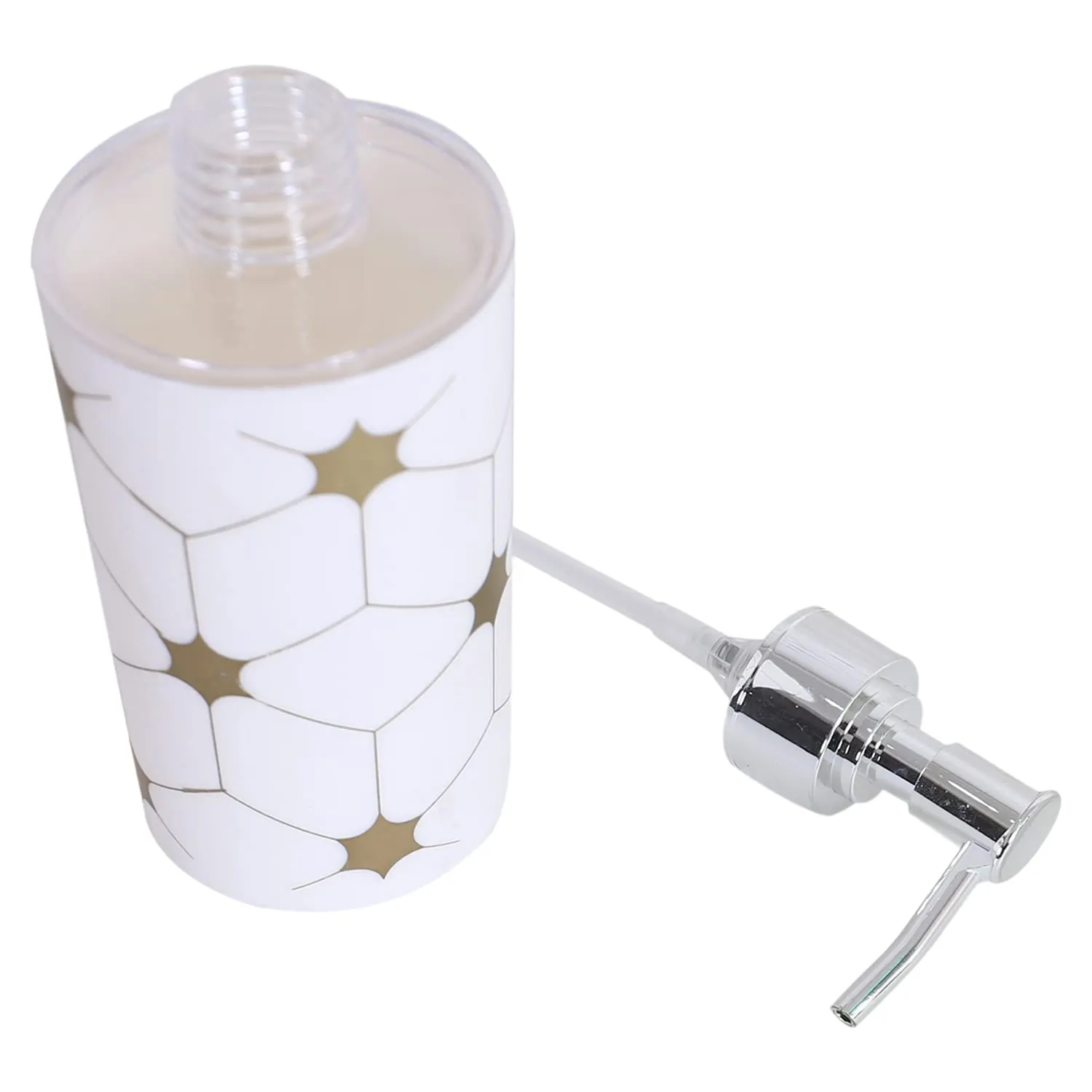 Heart Home Liquid Soap Dispenser|Star Print Plastic Empty Bathroom Sanitizer|Lotion|Shampoo Dispenser Bottle,300 ML,Pack of 2 (White)