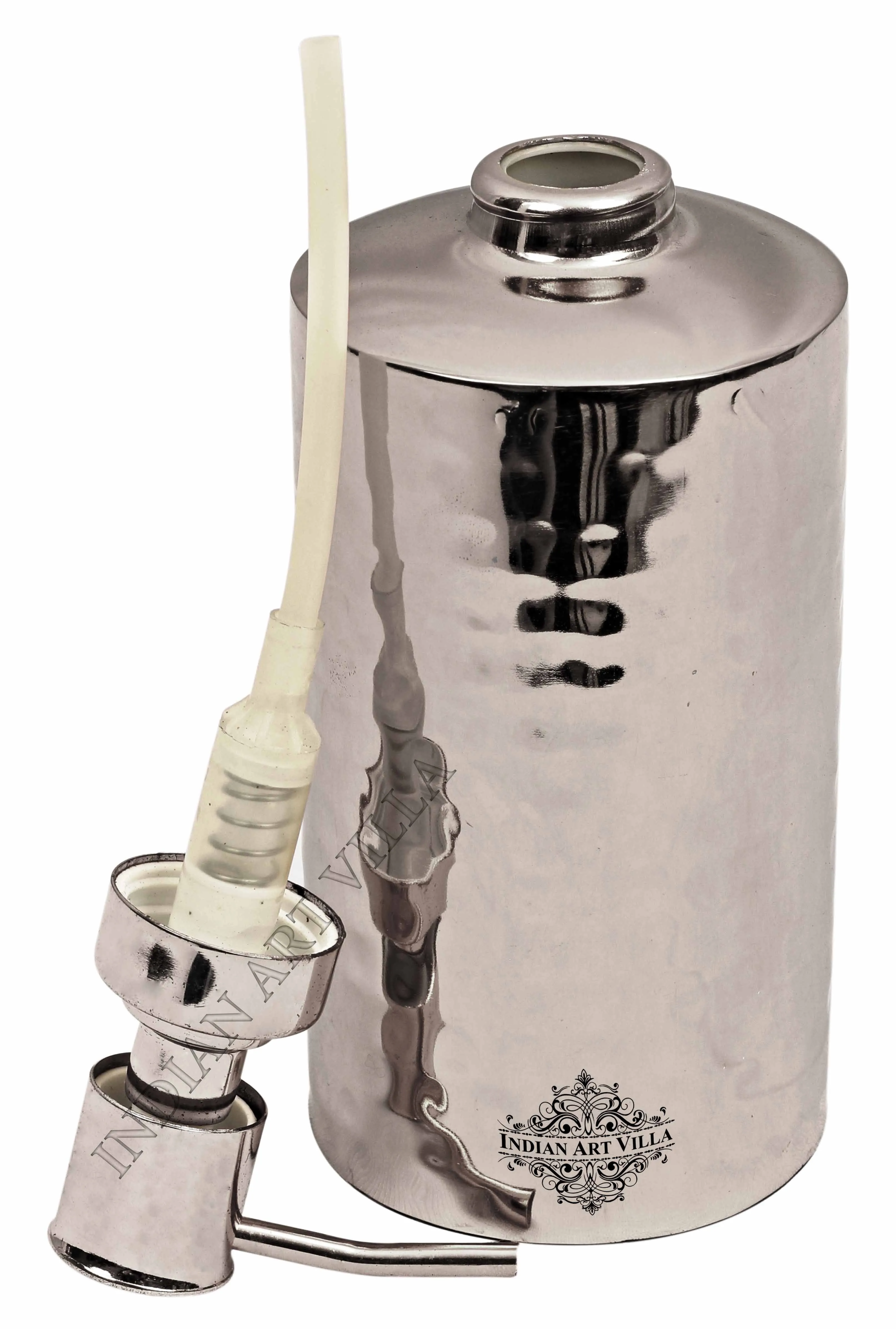 IndianArtVilla Steel Hammered Round Soap Dispenser
