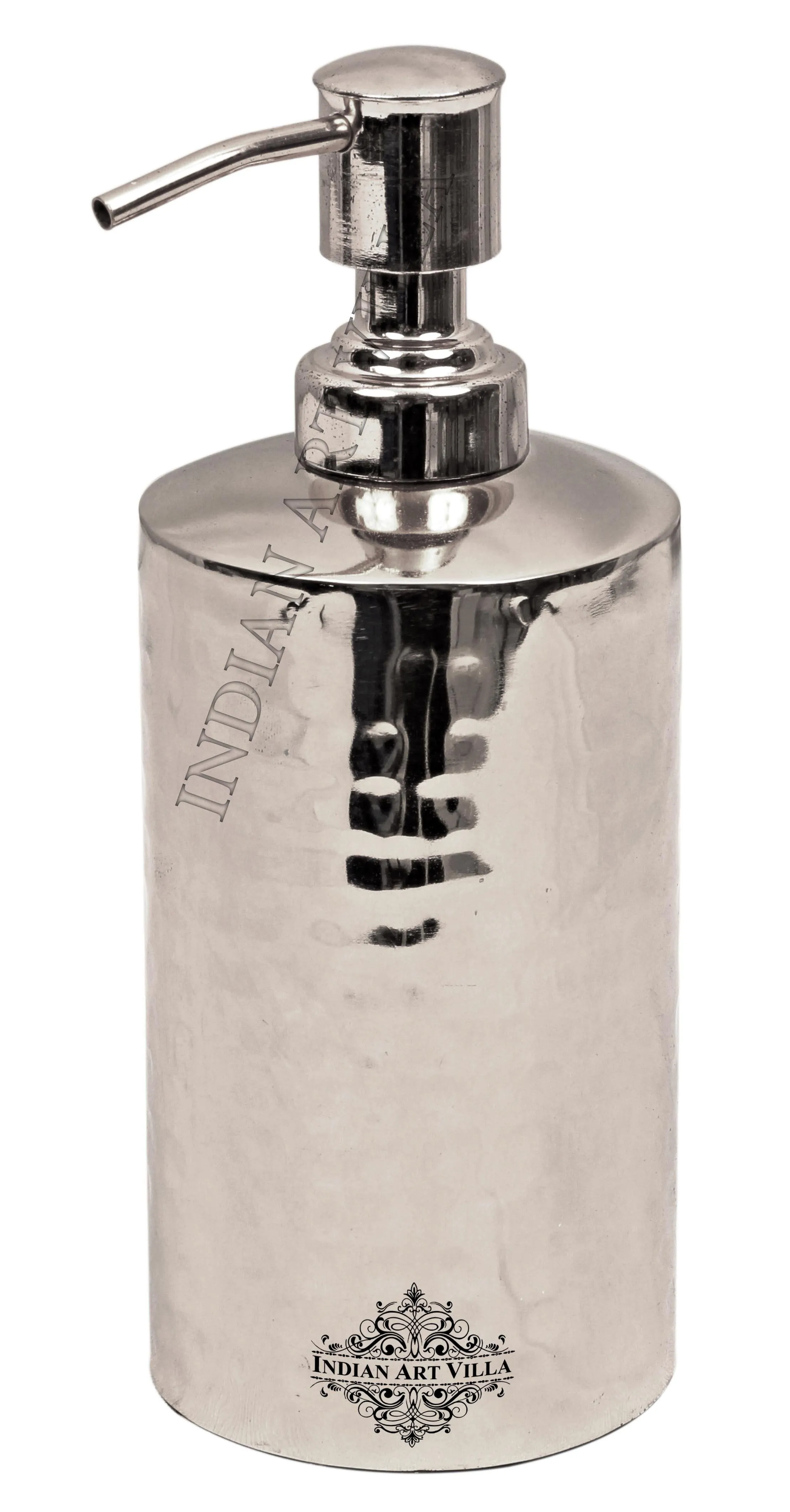 IndianArtVilla Steel Hammered Round Soap Dispenser