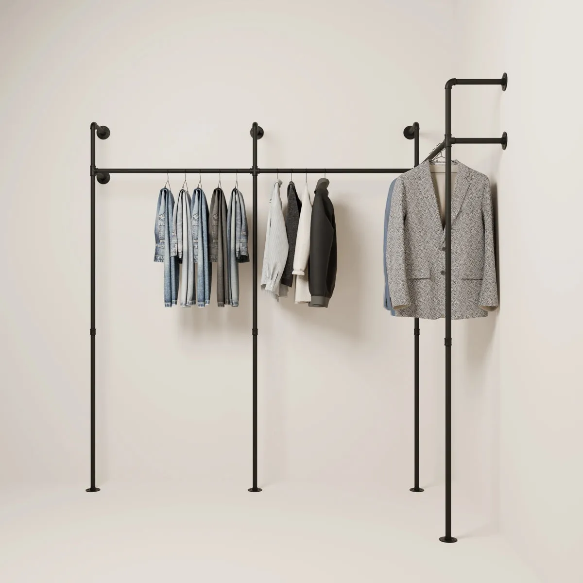 KIM III EDGE – Corner clothes rail | industrial corner clothes rail