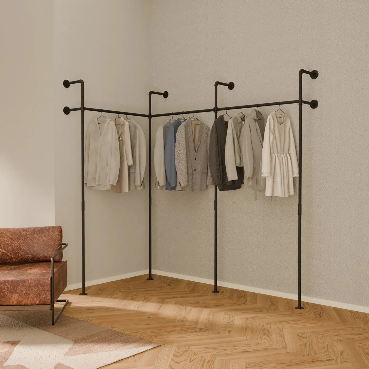 KIM III EDGE – Corner clothes rail | industrial corner clothes rail