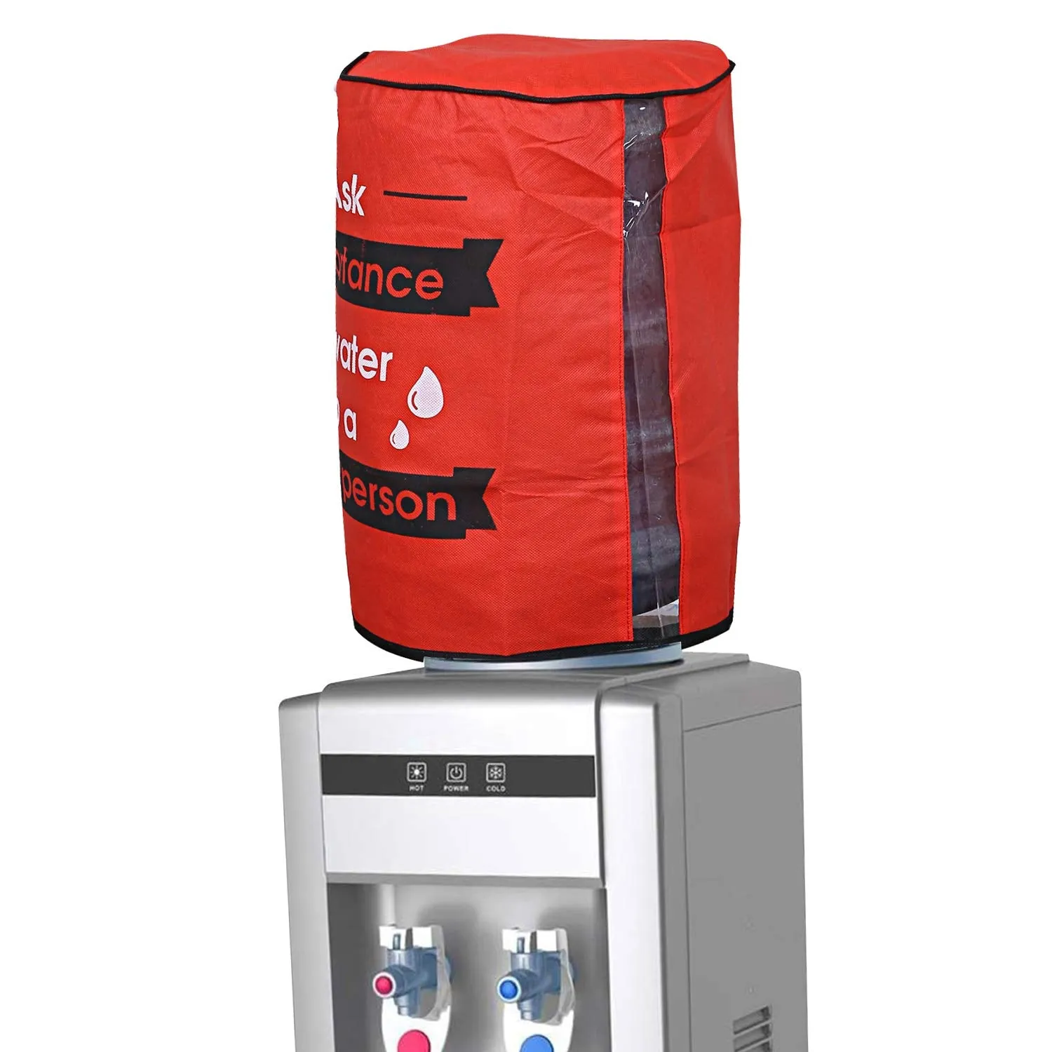 Kuber Industries Rexine Water Dispenser Bottle Cover with Rexine Water Level Indication 20 Litre (Red)-CTKTC13515