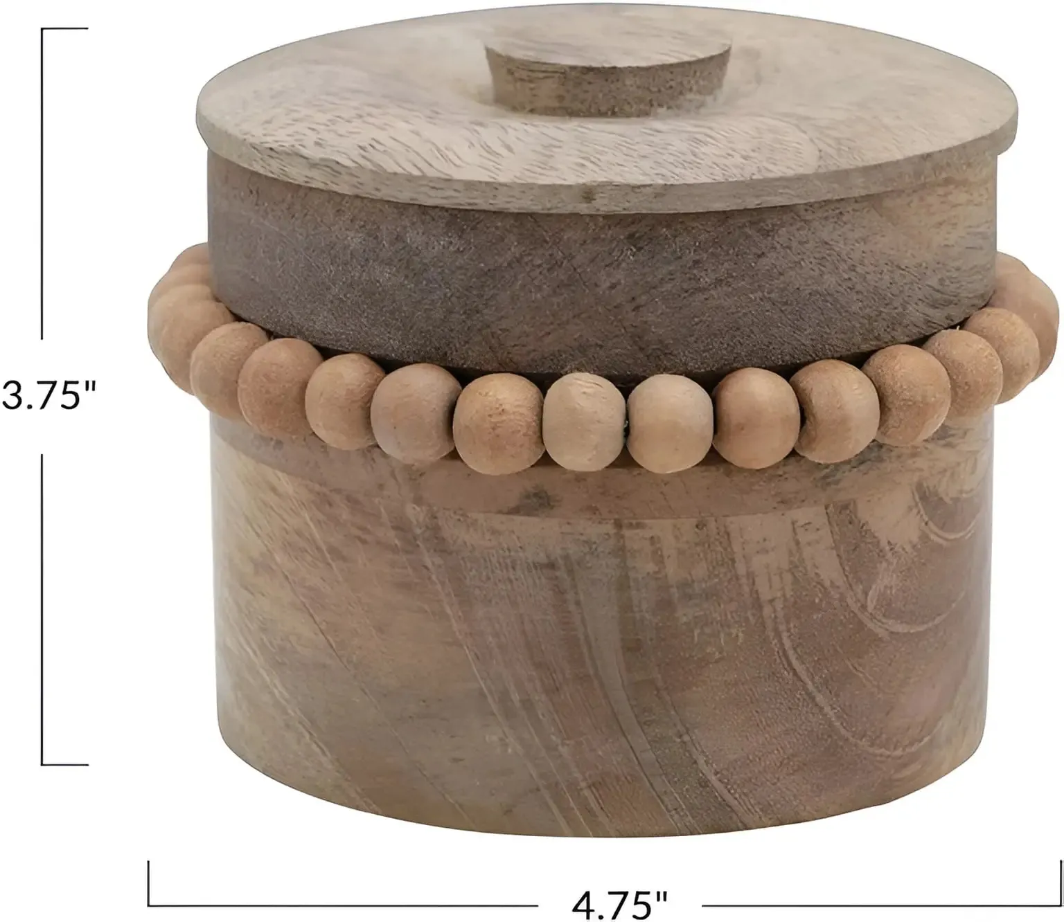 MANGO WOOD BEADS AND LID STORAGE BOX