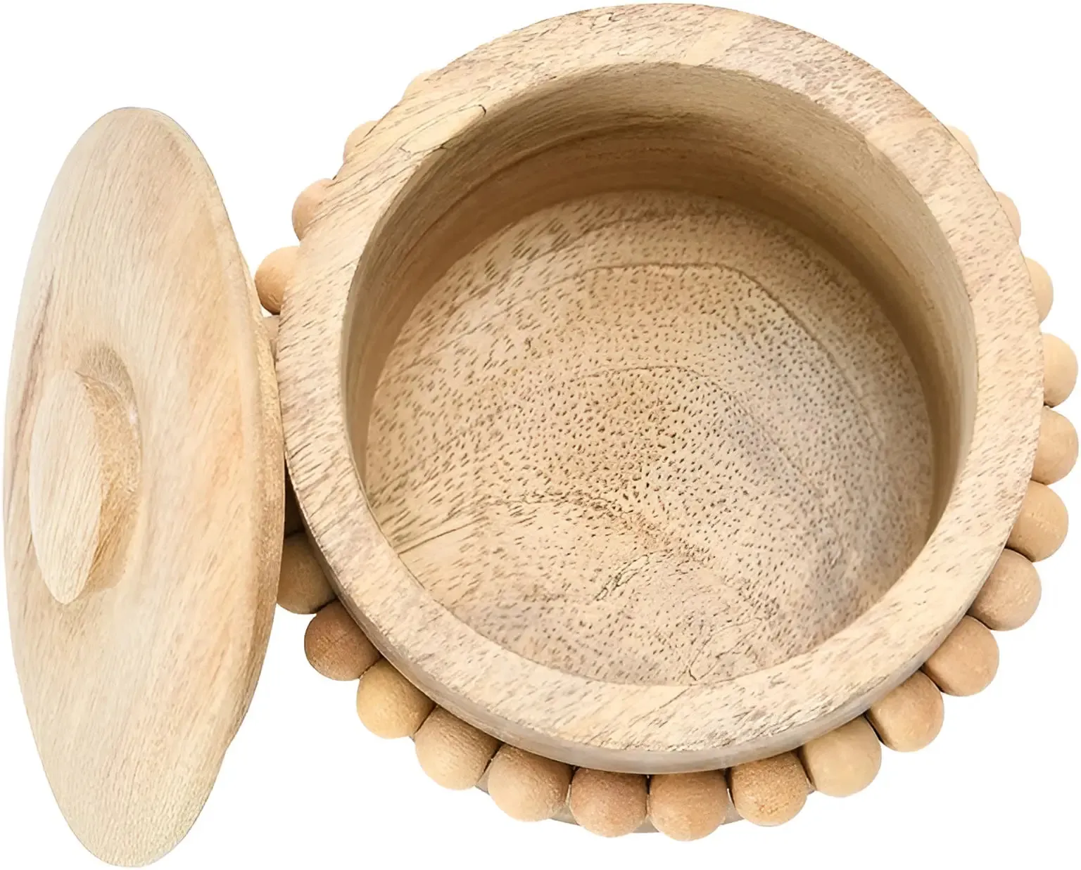 MANGO WOOD BEADS AND LID STORAGE BOX