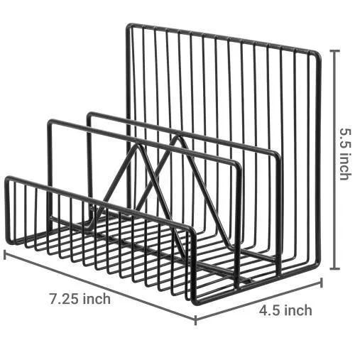 Modern Black Metal Wire Mail Sorter, Geometric Design
