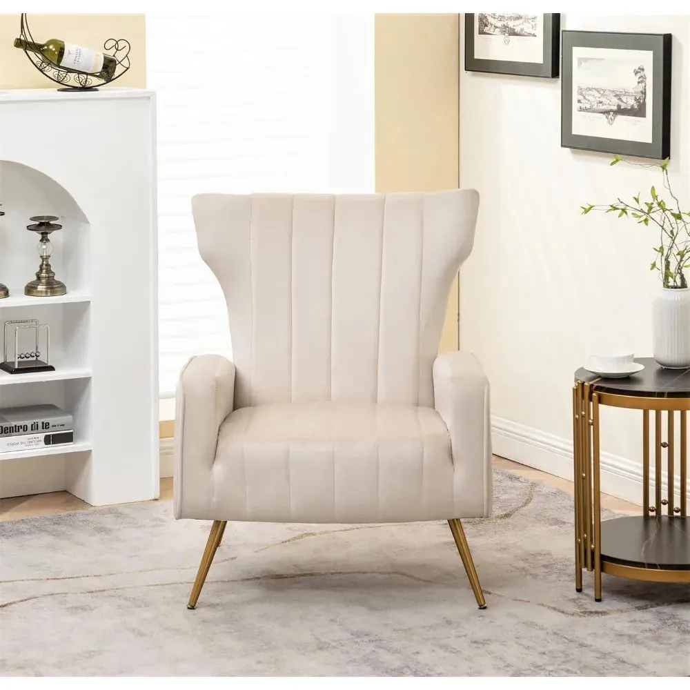 Modern Velvet Accent Chair for Living Room, Bedroom or Office with Stylish Metal Legs, Plush Upholstery and Wood Frame